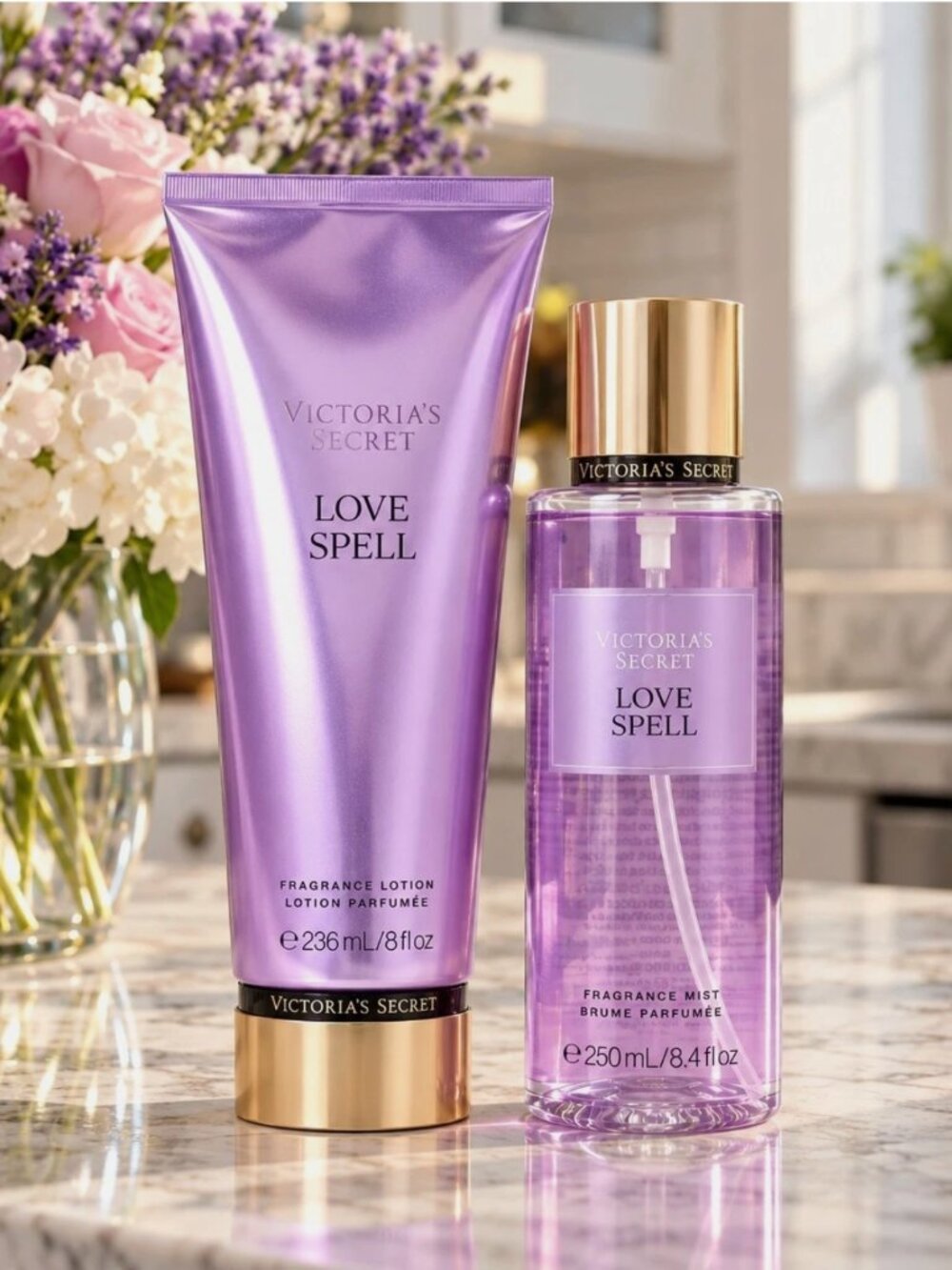 Victoria’s Secret LOVE SPELL Fragrance Mist 8.4 oz + Lotion 8 oz 2-Pc Set NEW